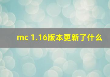 mc 1.16版本更新了什么